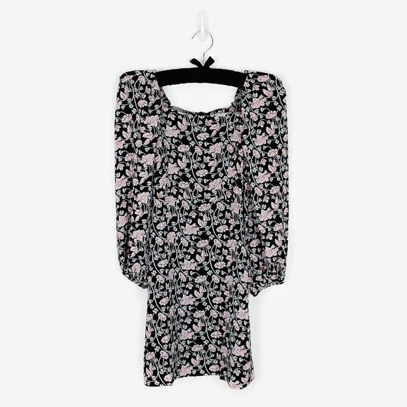 MNG Mango Floral Print Mini Dress Size 4 Black Pink Girlcore Coquette Romantic - Picture 3 of 15